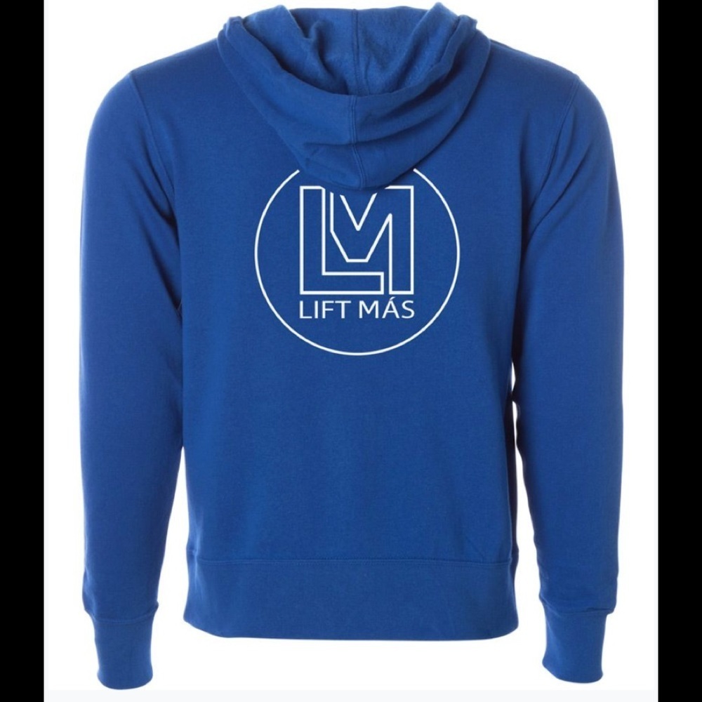 Lift Más Zip Up Hoodie Hooded Sweatshirt in Blue